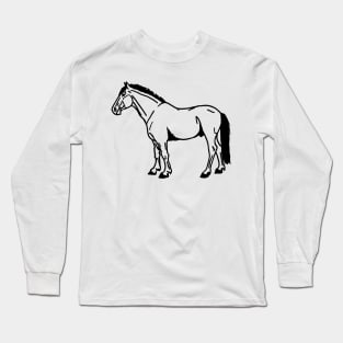 black horse line art Long Sleeve T-Shirt